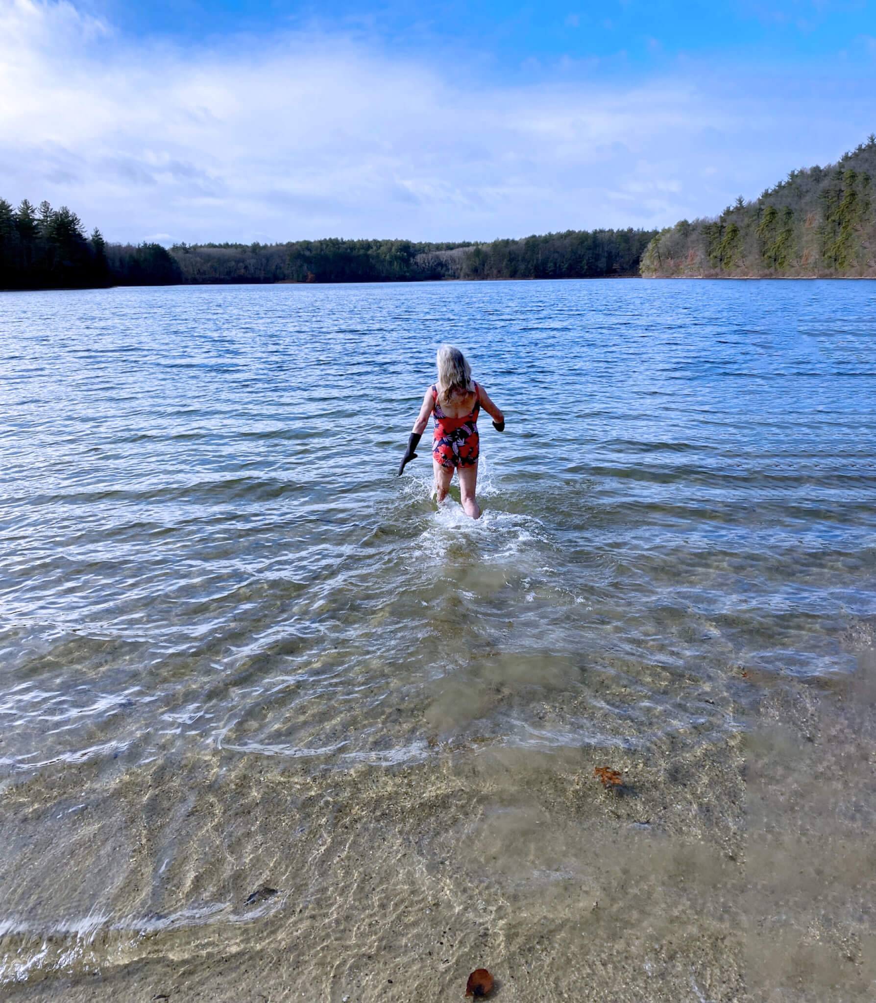 Martha Schwope, one of the regulars in the year-round Walden swim community.